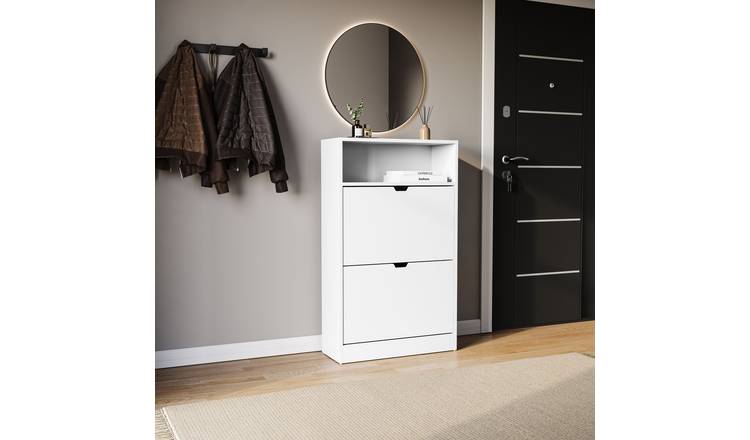 Vida Designs 2 Drawer Shoe Cabinet With Shelf - White