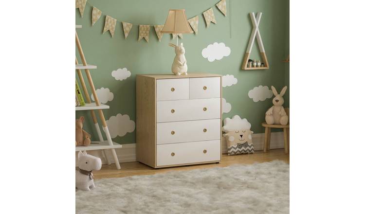 Junior Vida Neptune 5 Drawer Chest - White & Oak