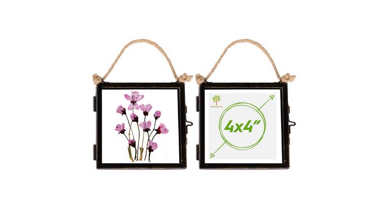 Nicola Spring Hanging Metal Photo Frames - 4 x 4" - Set of 2 - Black