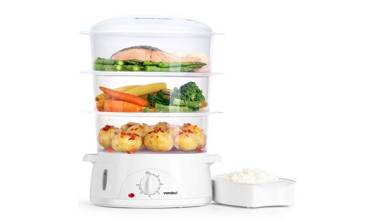 VonShef 9L 800W 3 Tier Electric Food Steamer - BPA-Free