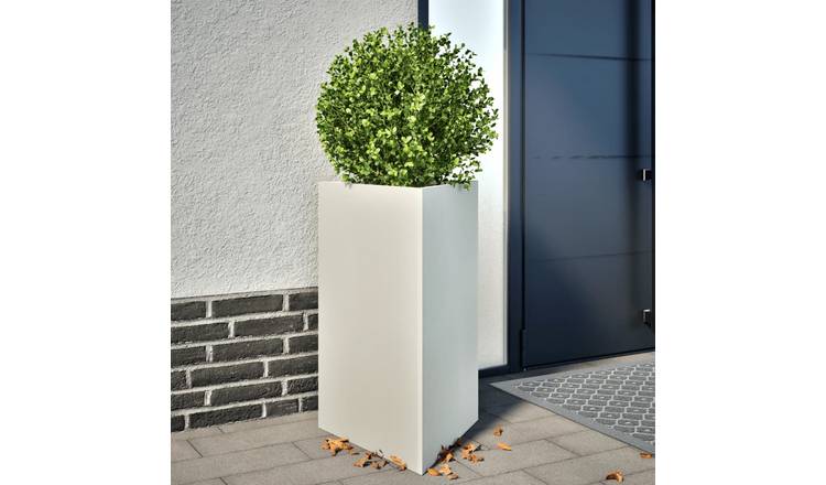 Walplus Steel Garden Planter - White - 50 x 43 x 75 cm