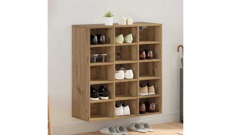 Walplus Engineered Wood Shoe Cabinet - Artisan Oak - 77.5 x 30 x 83.5 cm