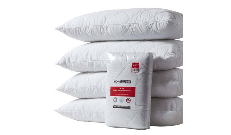 Homescapes Pack of 4 Quilted Pillow Protectors - 40 x 80 cm