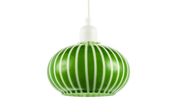 Happy Homewares Green Striped Glass Circular Pendant Shade - 18cm
