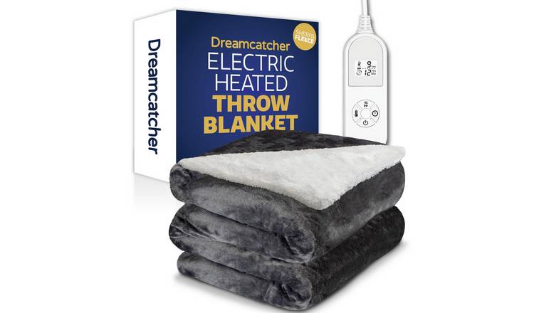 Dreamcatcher Sherpa Polyester Heated Throw Electric Blanket 160 x 120cm - Grey