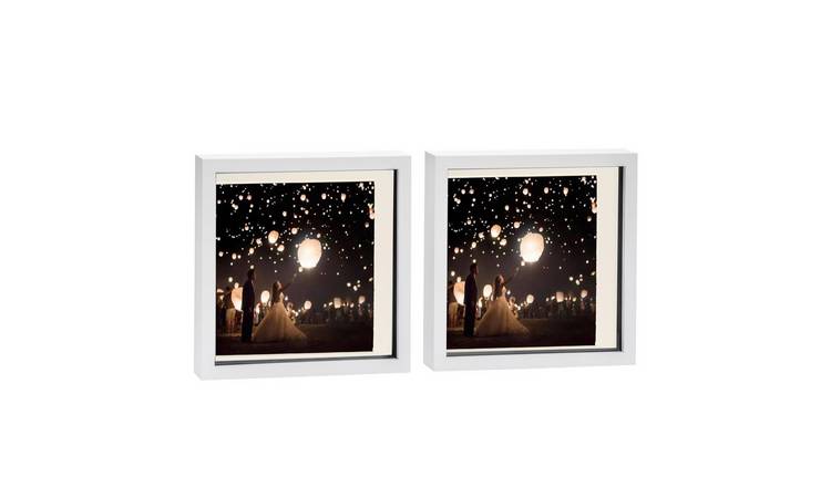 Nicola Spring 3D Box Photo Frames - 10 x 10" with Mount - Set of 2 - White