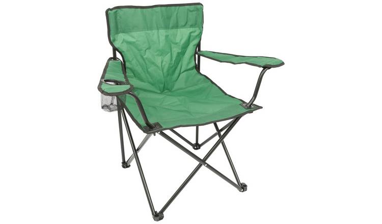 Harbour Housewares Folding Canvas Camping Chair - Matt Black/Green