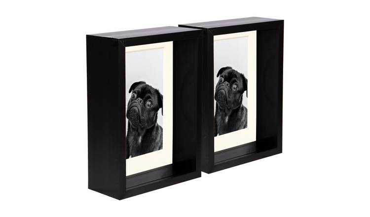 Nicola Spring 3D Deep Box Photo Frames - 5" x 7" with Mount - Set of 5 - Black