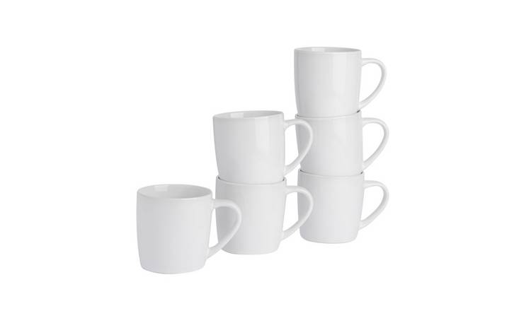 Argon Tableware Coloured Coffee Mugs - 350ml - White - Pack of 6