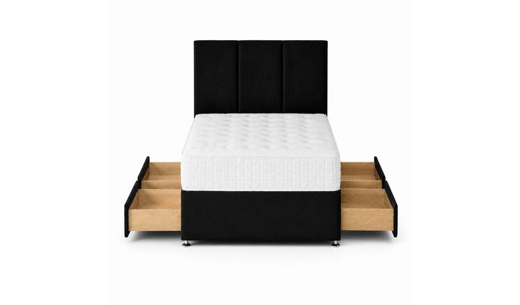 Comfy Deluxe 6ft Super King    4 Drawer Plush Velvet Divan Bed Set -  Black