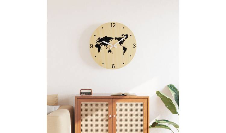 Walplus World Map Wall Clock - Yellow & Black