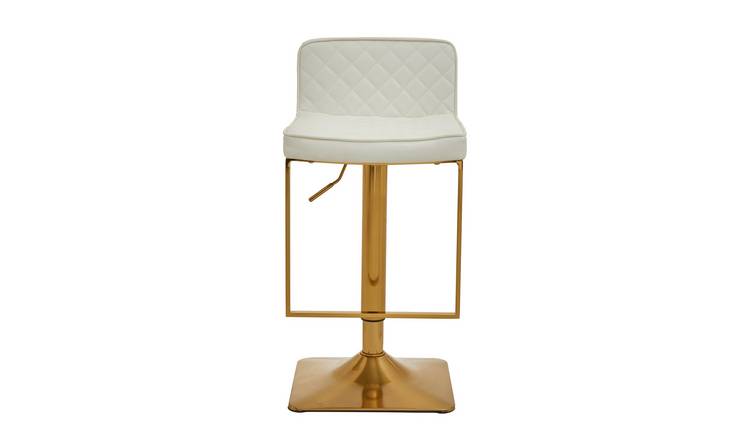 Orsina Baina Faux Leather Adjustable Swivel Bar Stool – White and Gold