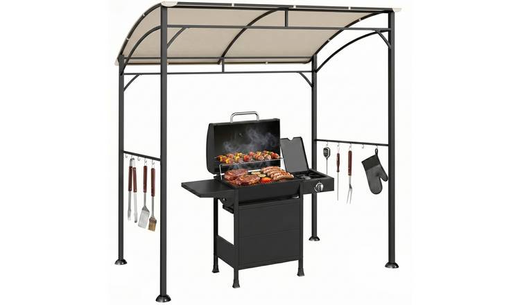 Outsunny BBQ Grill Gazebo Tent with Metal Frame - Beige