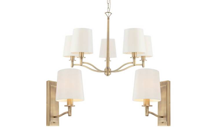 Loops Direct 74cm Diameter Steel Pendant and Wall Lights - Matt Antique Brass