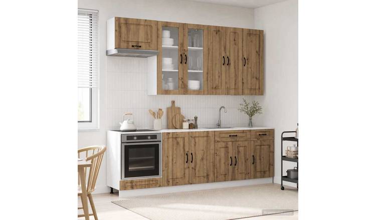 Walplus 8 Piece Engineered Wood Kitchen Unit Set - Artisan Oak
