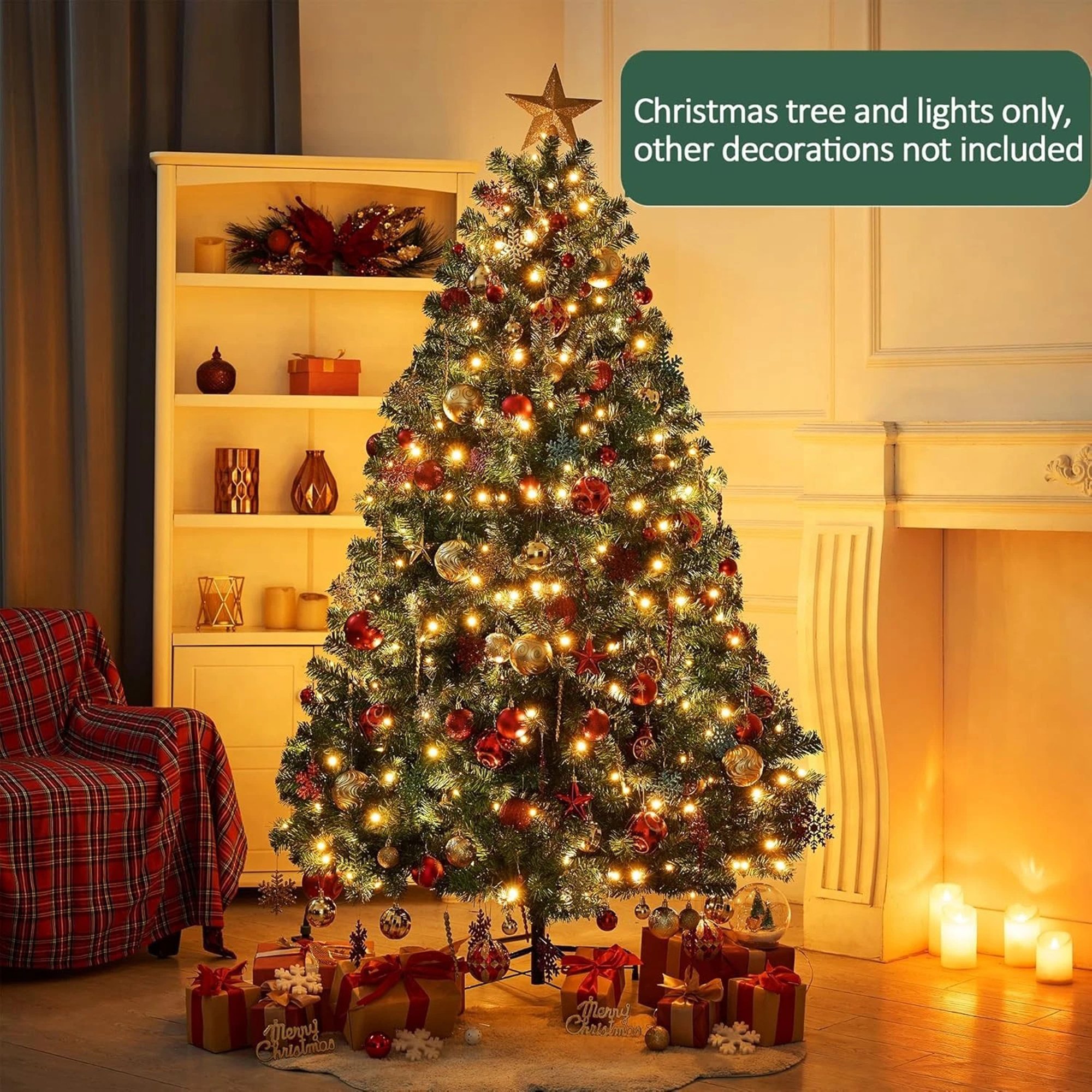 My Christmas 5ft Pre-Lit Artificial Christmas Tree with 180 LED Lights - Green - Image 3