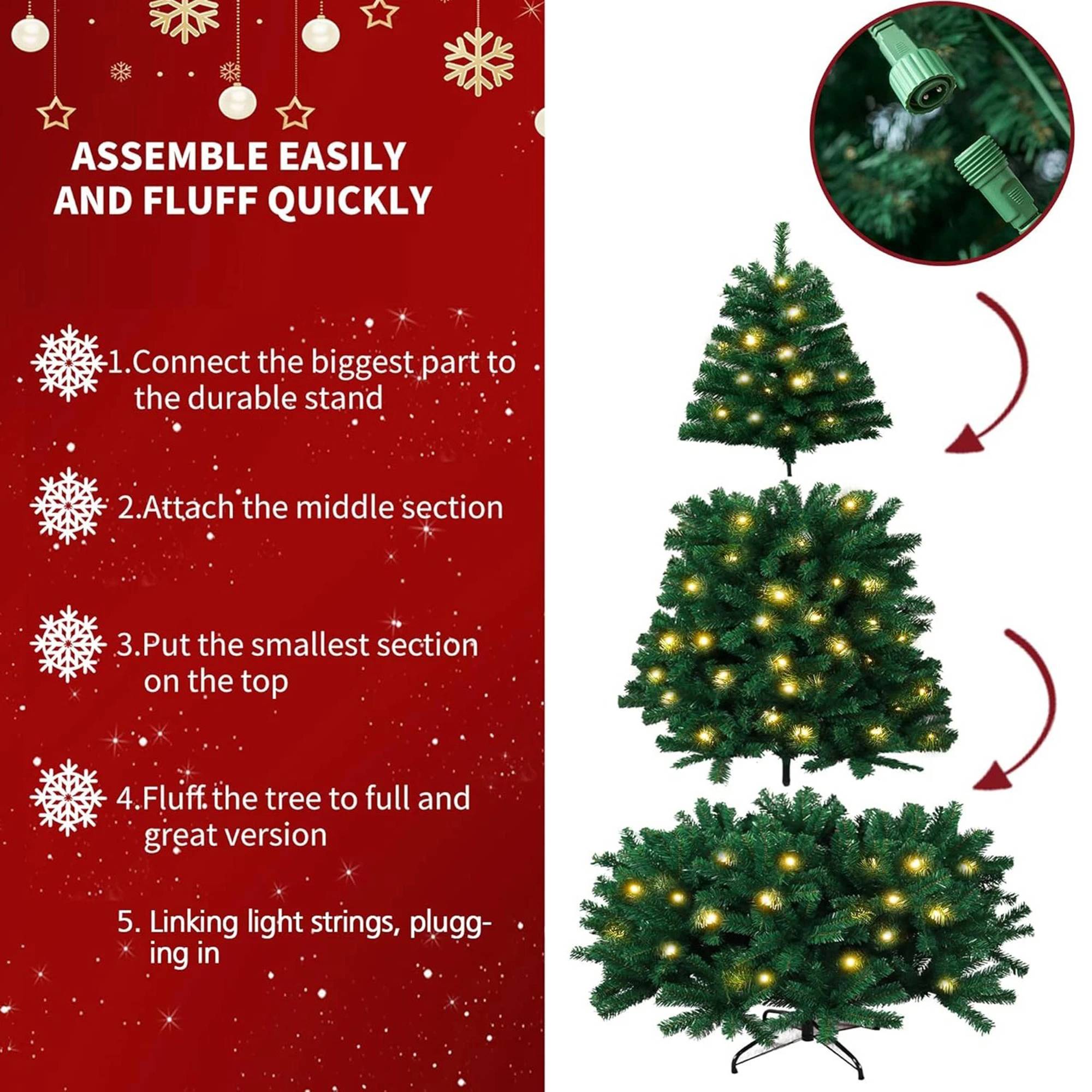 My Christmas 5ft Pre-Lit Artificial Christmas Tree with 180 LED Lights - Green - Image 5