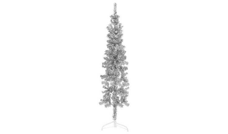 Walplus 246 Branch Tips Slim Half Artificial Christmas Tree - Silver - 180 cm