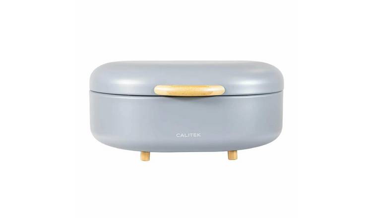 Calitek Bread Bin with Bamboo Feet Carbon Steel - Grey