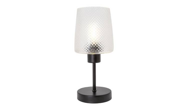 Happy Homewares Black Clear Dimpled Glass with Matte Black Table Lamp - 13cm