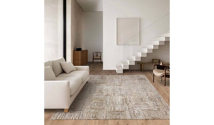 Mega Flooring Beige Modern Striped Rug - 80 x 150cm