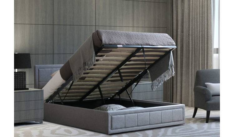 Home Treats Small Double 4ft Ottoman Storage Bed Frame - Grey