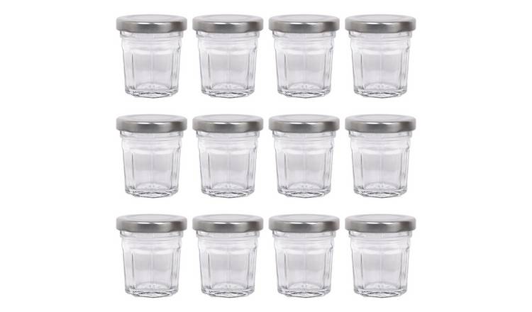 Argon Tableware Glass Jam Jars with Lids - Pack of 12