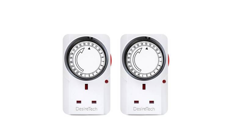 Desiretech 24 Hour Plug-In Segment Timer Switches - 2 Pack - White