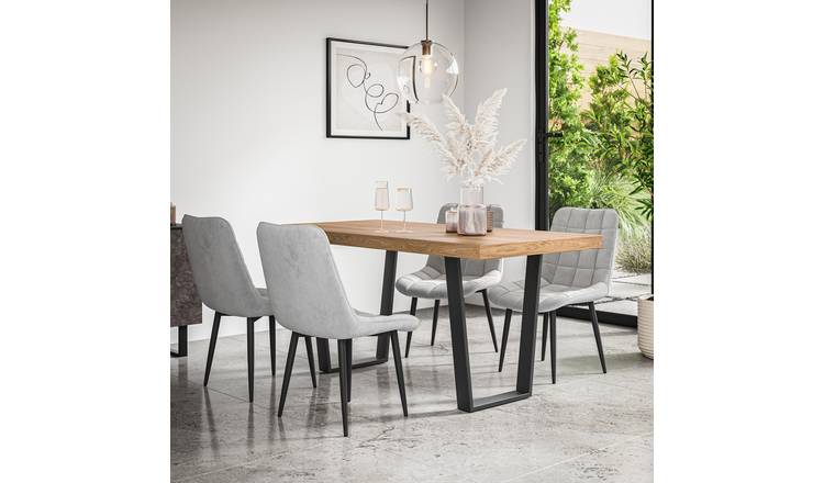 Furniture Online Aria Nova Oak Effect Dining Table & 6 Black Chairs