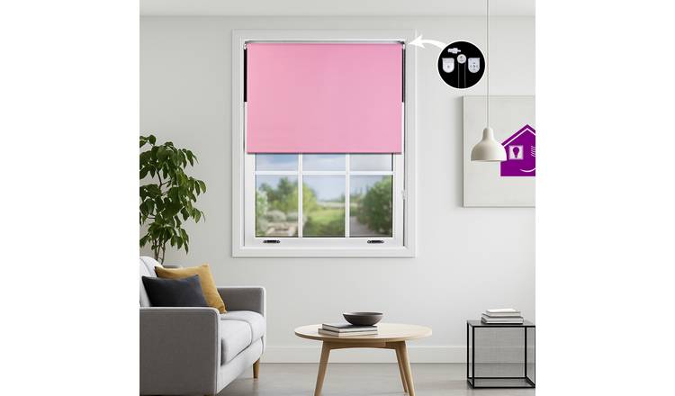 Furnished Pink Blackout Roller Blind with Metal Fittings - 235 x 165cm