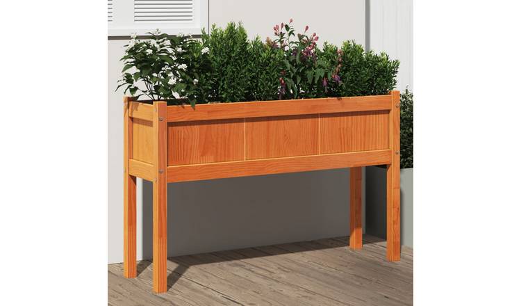 Walplus Wood Garden Planter - Wax Brown - 110 x 31 x 70 cm