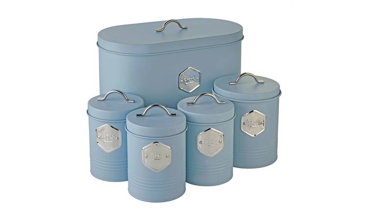 Cooks Professional 5 Piece Kitchen Cannister Storage Set - Blue/Silver