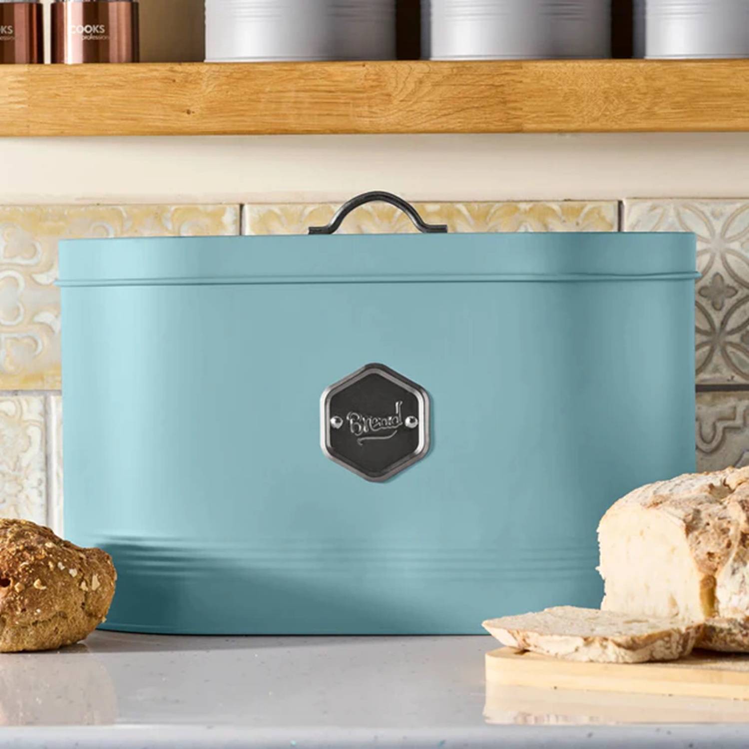 Cooks Professional 5 Piece Kitchen Cannister Storage Set - Blue/Silver - Image 4