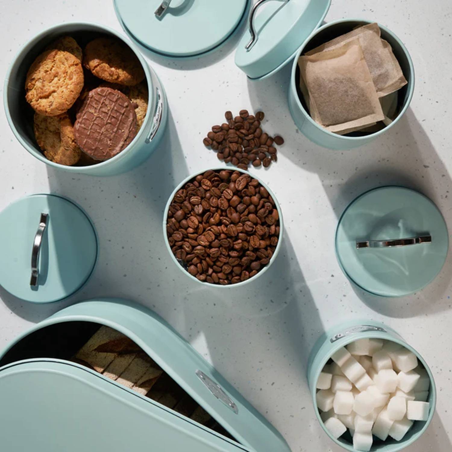 Cooks Professional 5 Piece Kitchen Cannister Storage Set - Blue/Silver - Image 5