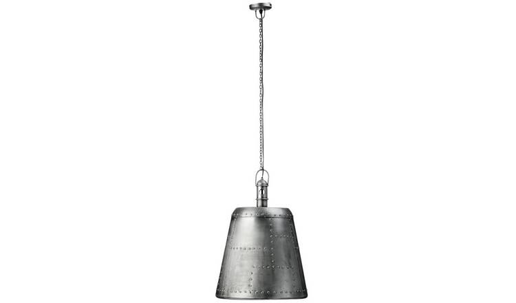 Orsina Avro Aluminium Tapered Pendant Light With Rivets - Silver