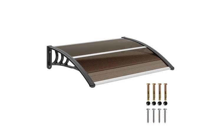 Outsunny Aluminium UV Resistant Garden Door Canopy Rain Shelter - Brown