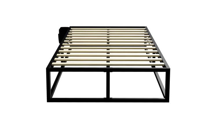 HOMCOM 3ft Single Bed Frame with Storage Bag and Mattress Foundation - Black