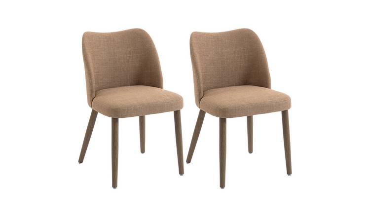 HOMCOM Set of 2 Modern Dining Chair with Padded Seat - Brown