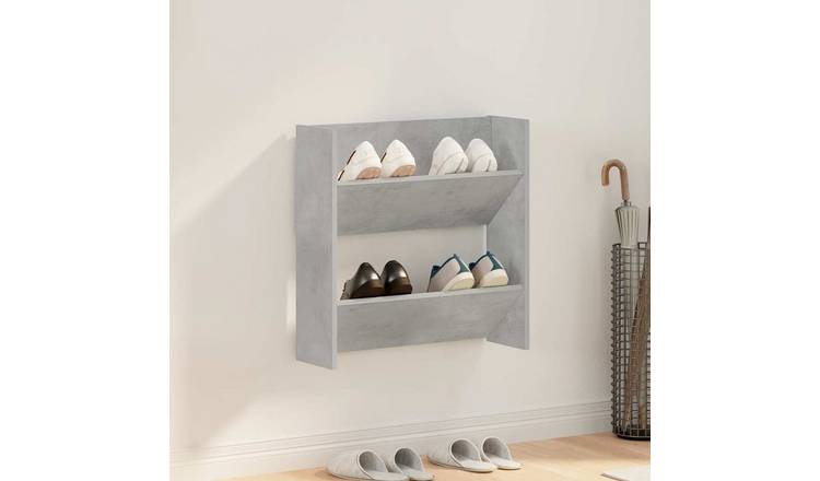 Walplus Engineered Wood Wall Shoe Cabinet - Concrete Grey - 60 x 18 x 60 cm