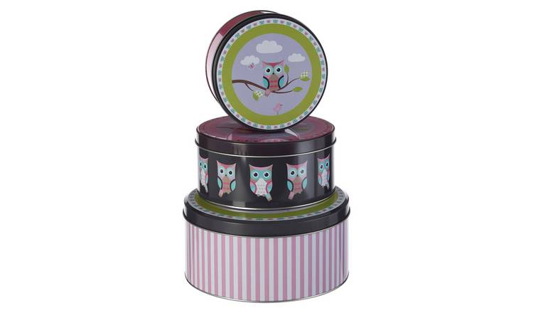 Orsina Paice Set of Three Happy Owls Storage Tins
