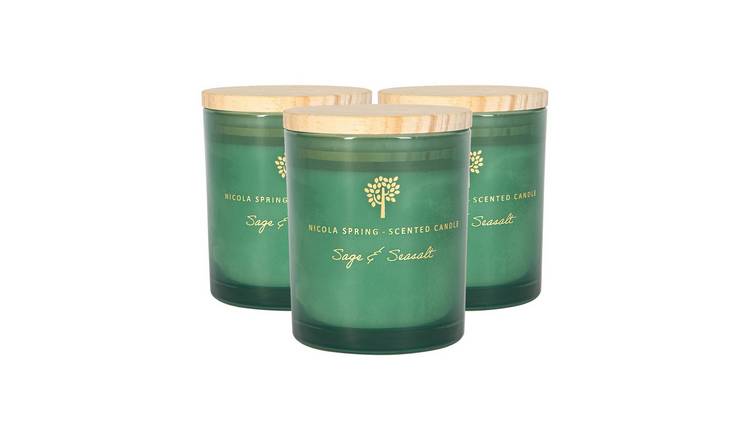 Nicola Spring 130ml Soy Wax Scented Candles Pack of 3 - Sage & Seasalt