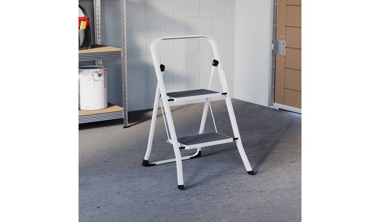 Home Vida 2 Step Ladder With Anti-Slip Mat - White