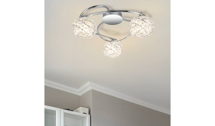 Cosylyte Mirri 3 Light Modern Glass Beaded Shade Ceiling Light - Chrome Base