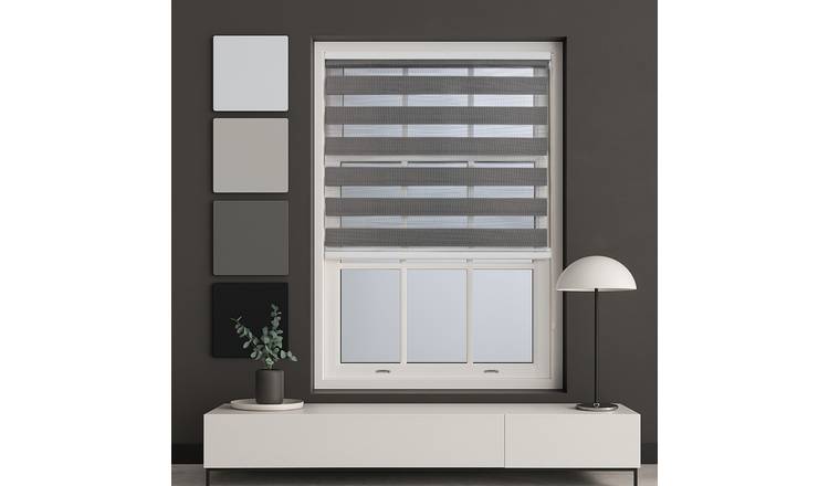 Furnished Dark Grey Day and Night Roller Blind - 55cm x 210cm