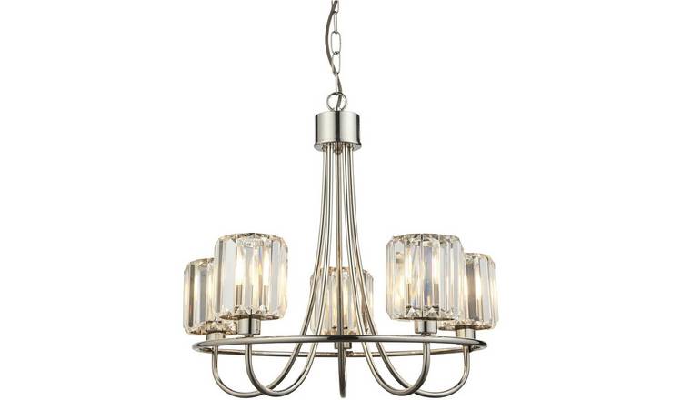 Loops Direct Bright Nickel Plate 5-Light Pendant - Clear Glass