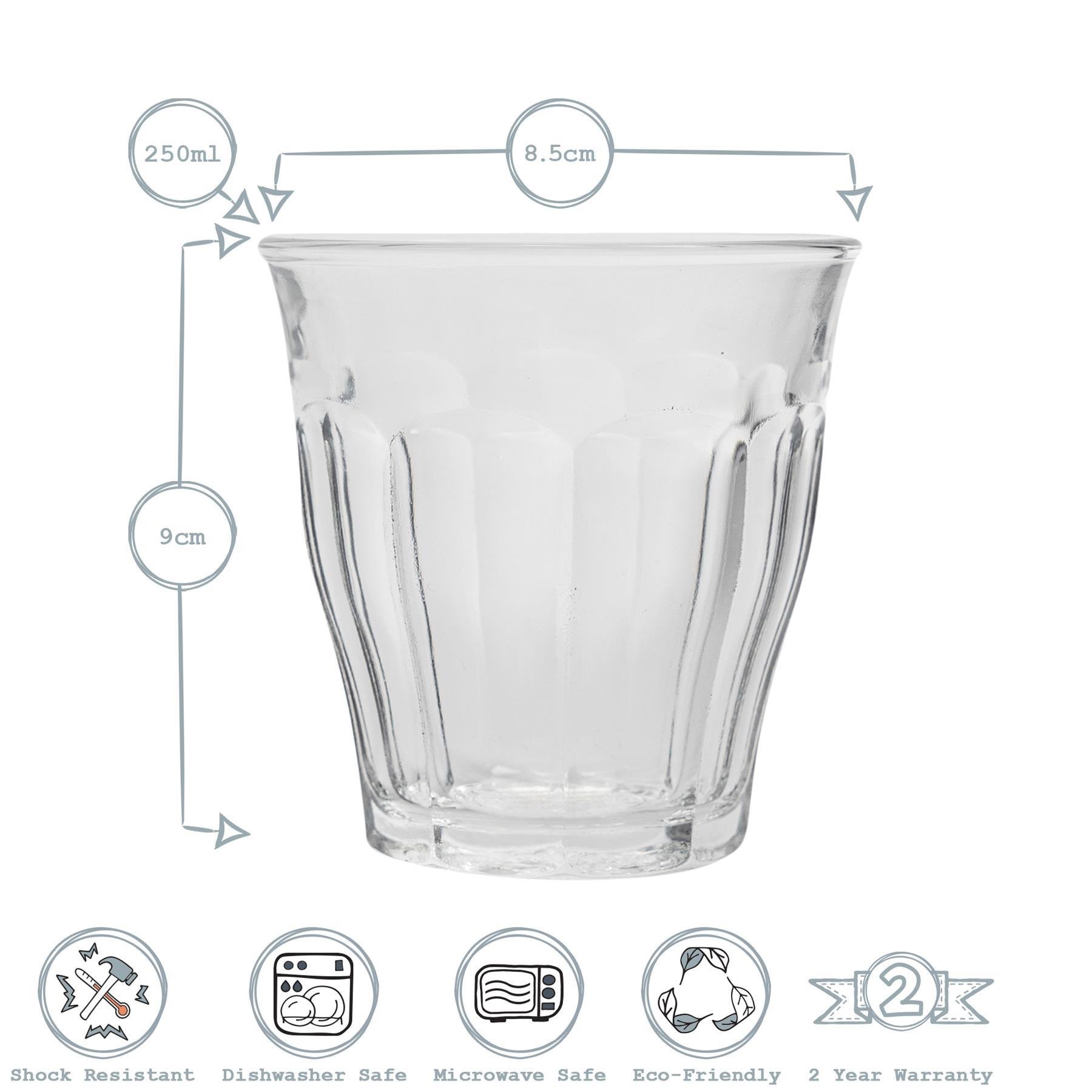 Duralex Picardie 250ml Drinking Glass Tumblers Pack of 12 - Yellow - Image 3