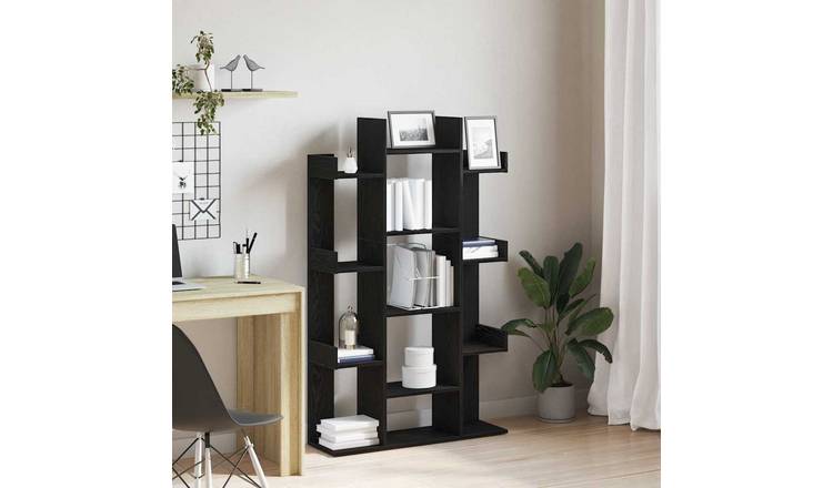 Walplus 13 Tier Engineered Wood Bookcase - Dark Oak - 86 x 25.5 x 140 cm