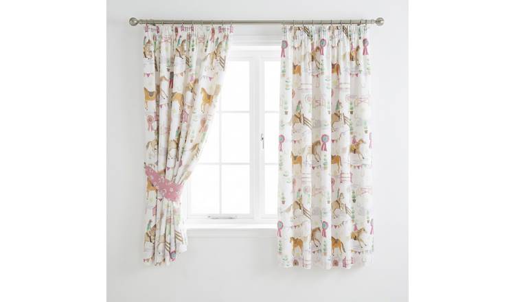 Portfolio Home Horse Show Pencil Pleat Curtains - Multi - 168 x 183cm