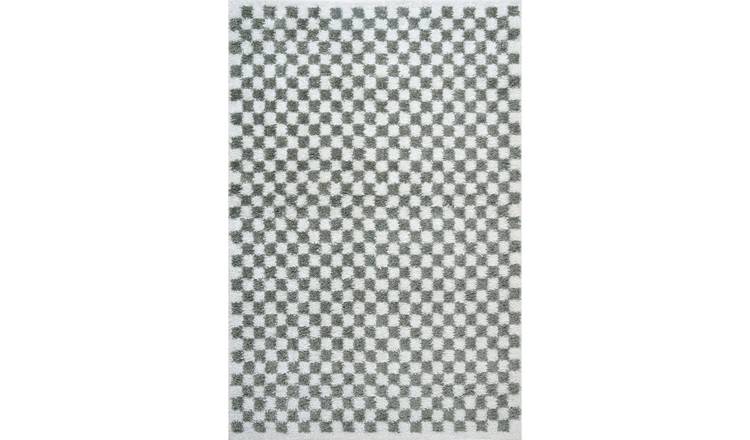 The Rugs Green Moodi Chequered Shaggy Rug - 160 x 230cm
