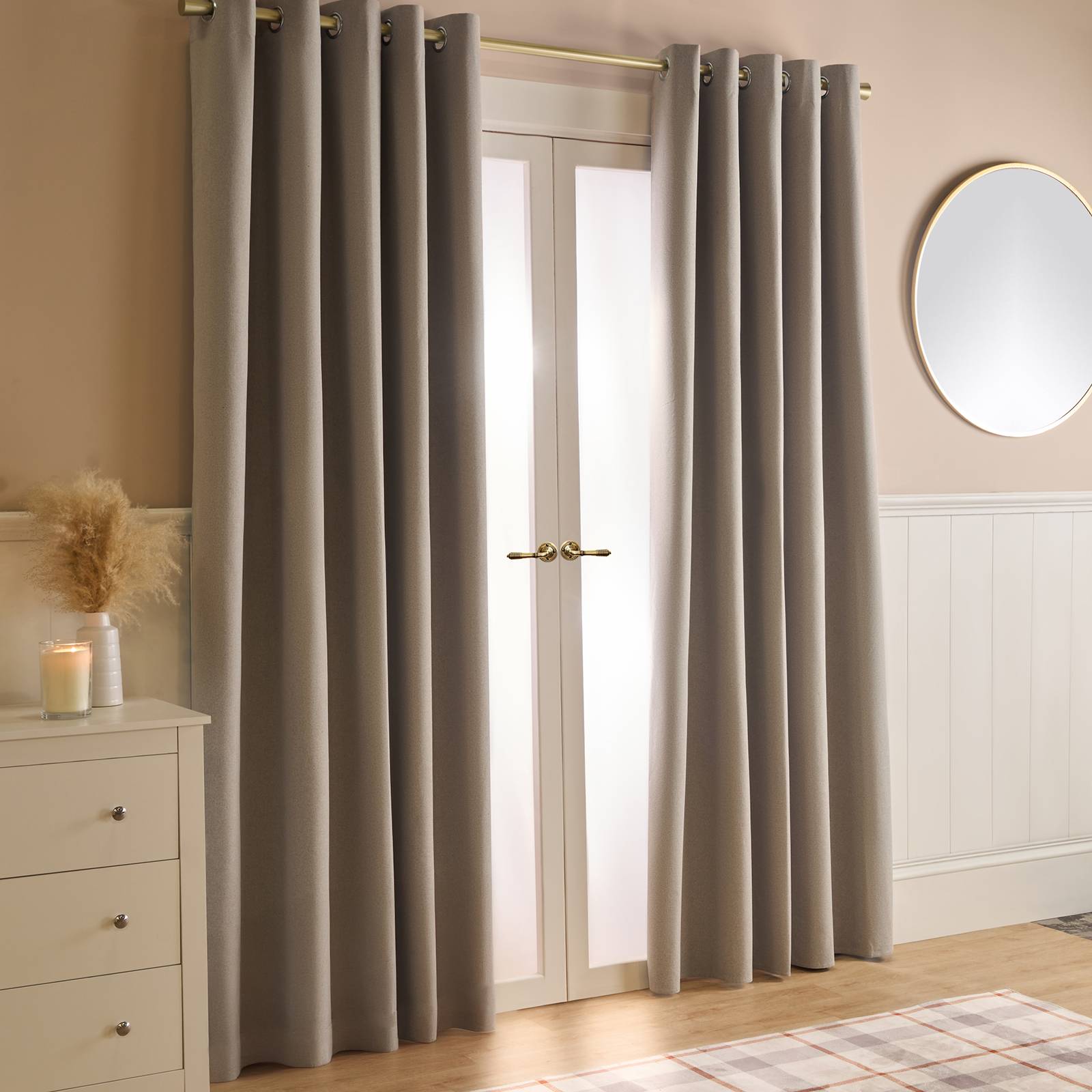 OHS Woven Texture Blackout Curtains - 117 x 137cm - Natural - Image 2